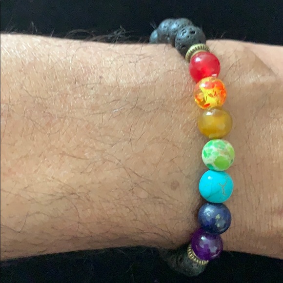 8mm Volcanic Lava Stone Healing Charka Bracelet - Picture 3 of 4